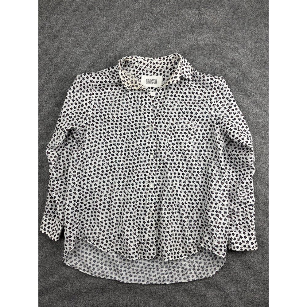Grayson The Hero Shirt Womens 04 White Blue Floral Button Down Long‎ Sleeve